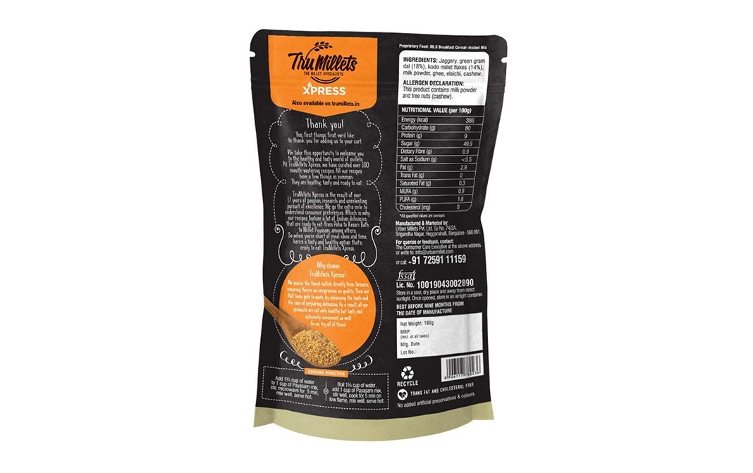TruMillets Millet Payasam    Pack  180 grams